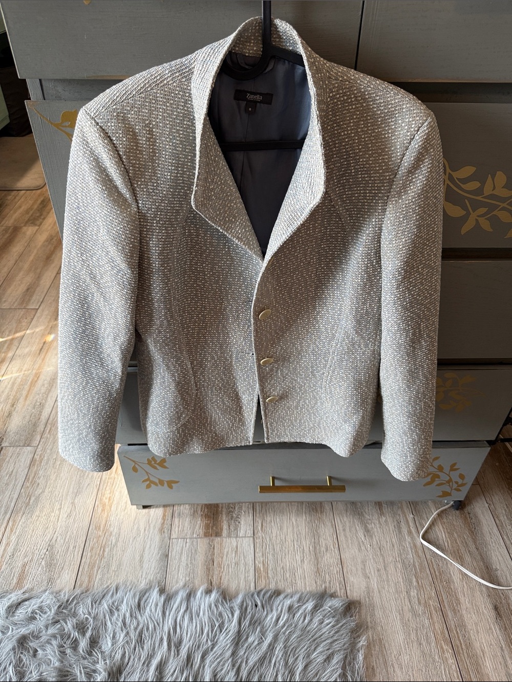 Zanella Light Silver Textured Women's Blazer